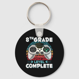 Grade Level Complete Gamer 8th Grade Graduation Gi Keychain