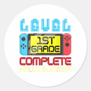Grade Level Complete Gamer Last Day Of School Grad Classic Round Sticker