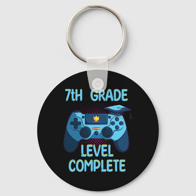 Grade Level Complete Last Day Of School Funny Grad Keychain (Front)