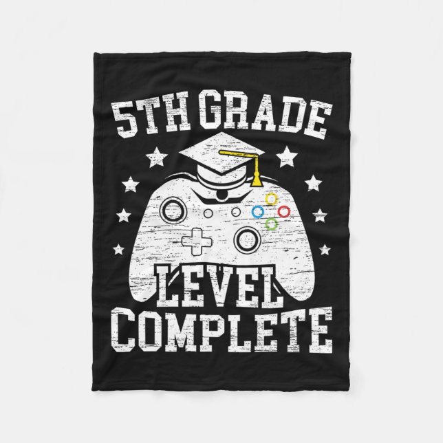 Grade Level Complete Student Graduation Video Game Fleece Blanket (Front)