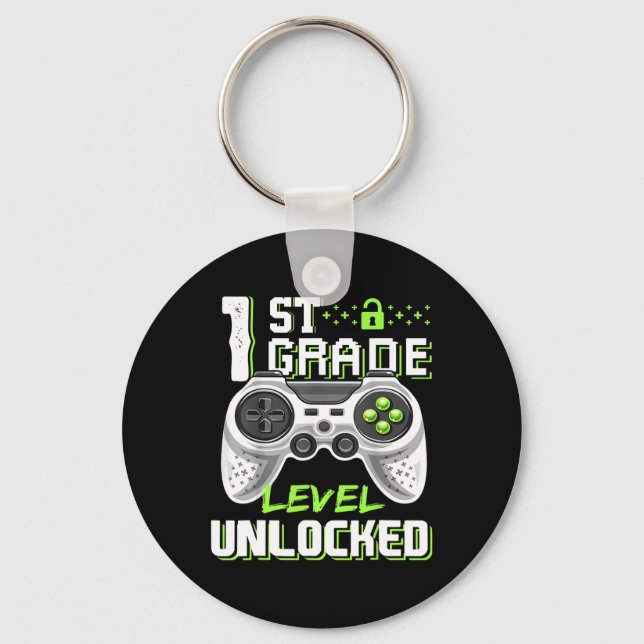 Grade Level Unlocked Gamer First Day Of School Boy Keychain (Front)