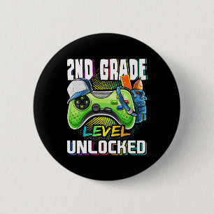 Grade Level Unlocked Video Game Back To School Boy 2 Inch Round Button