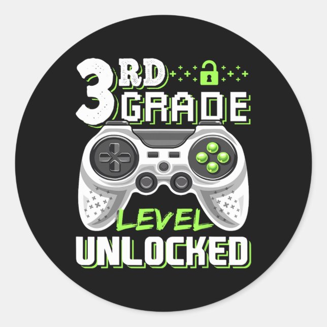 Grade Level Unlocked Video Game Back To School Boy Classic Round Sticker (Front)