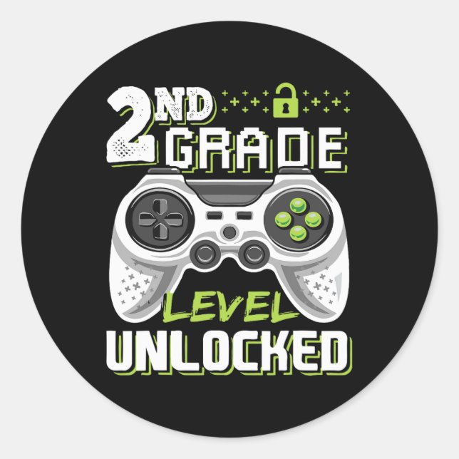 Grade Level Unlocked Video Game Back To School Gam Classic Round Sticker (Front)