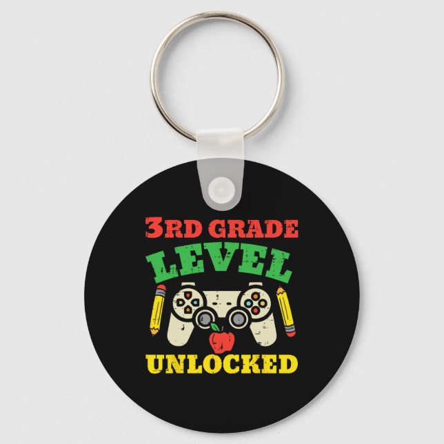 Grade Level Unlocked Video Game First Day Of Schoo Keychain (Front)