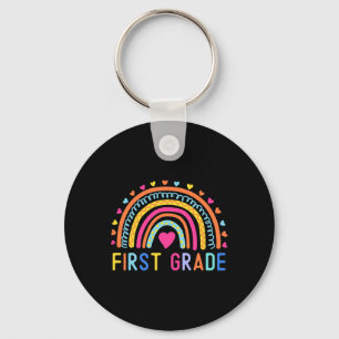 Grade Rainbow Girls Boys Teacher Team 1st Grade Sq Keychain