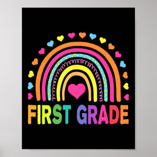 Grade Rainbow Girls Boys Teacher Team 1st Grade Sq Poster