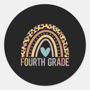 Grade Rainbow Girls Boys Teacher Team 4th Grade Sq Classic Round Sticker
