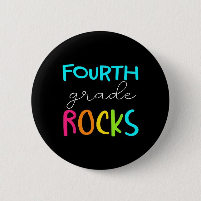 Grade Rocks Team 4th Grade Teacher  2 Inch Round Button (Front)