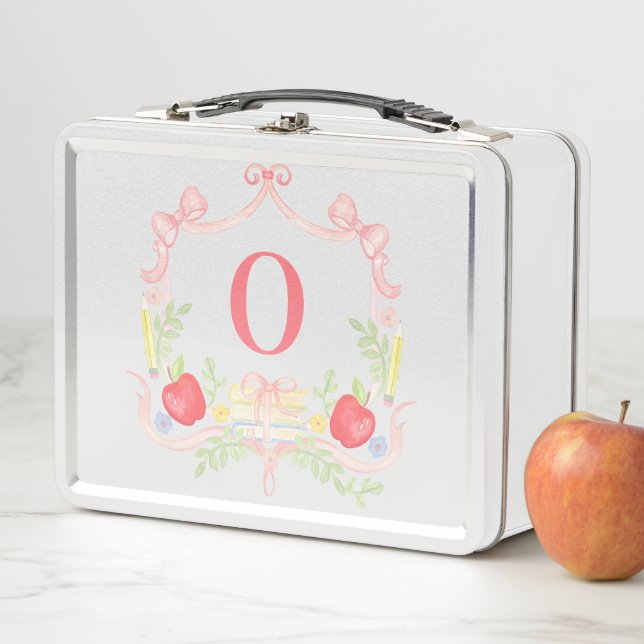 Grade School Monogram Crest Metal Lunch Box (In Situ)