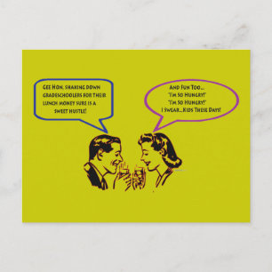 Grade School Shakedown Recession Humour Postcards