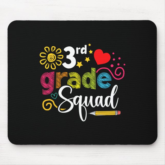Grade Squad Back To School 3rd Grader Teacher Kids Mouse Pad (Front)