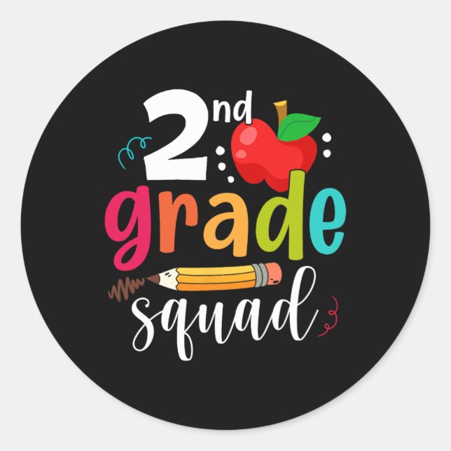 Grade Squad Fun Back To School 2nd Graders Teacher Classic Round Sticker (Front)