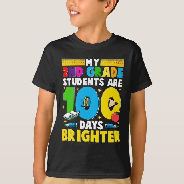 Grade Teacher 100 Days Brighter 100th Day Of Schoo T-Shirt (Front)
