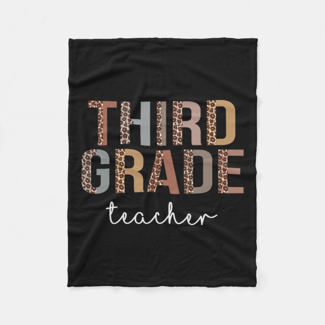 Grade Teacher Back To School Appreciation Leopard  Fleece Blanket (Front)