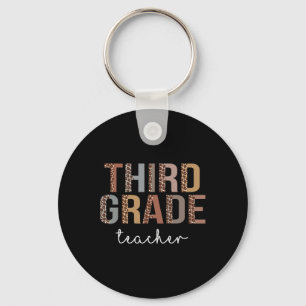 Grade Teacher Back To School Appreciation Leopard Keychain
