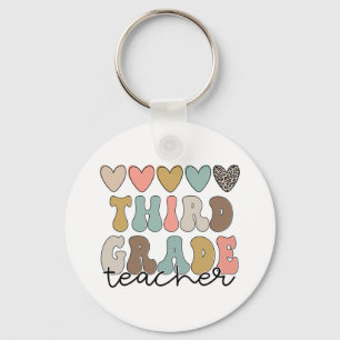 Grade Teacher Retro First Day Of School Teacher Wo Keychain