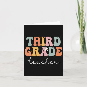 Grade Teacher Retro Groovy Vintage First Day Of Sc Card