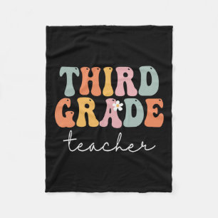 Grade Teacher Retro Groovy Vintage First Day Of Sc Fleece Blanket