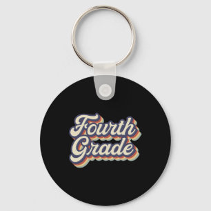 Grade Teacher Retro Vintage 4th Grade Teacher Team Keychain