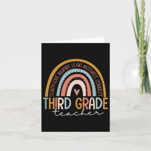 Grade Teacher Teach Love Inspire Boho Rainbow Card