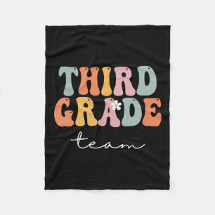 Grade Team Retro Groovy Vintage First Day Of Schoo Fleece Blanket