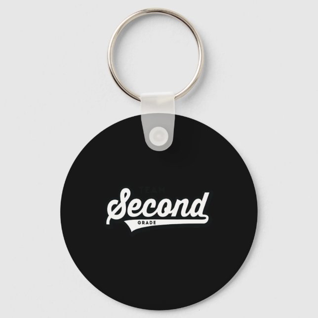 Grade Team School Teacher Second Baseball-style Sh Keychain (Front)