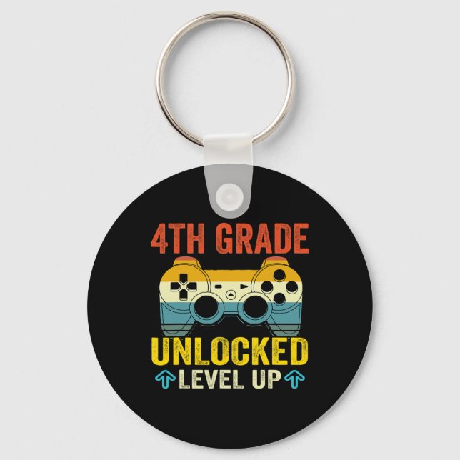 Grade Unlocked Level Up Video Game Back To School  Keychain (Front)