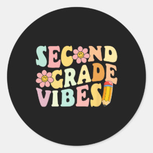 Grade Vibes 2nd Grade 1st Day Of School Teacher Ki Classic Round Sticker