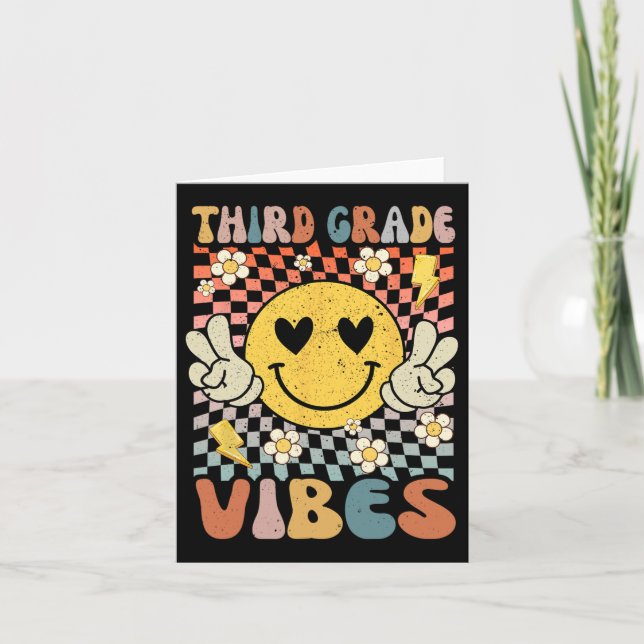 Grade Vibes 3rd Grade Retro Teacher 1st Day Of Sch Card (Front)