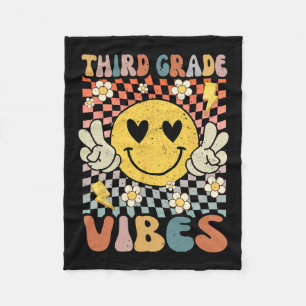 Grade Vibes 3rd Grade Retro Teacher 1st Day Of Sch Fleece Blanket