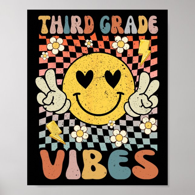Grade Vibes 3rd Grade Retro Teacher 1st Day Of Sch Poster (Front)