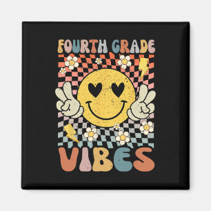 Grade Vibes 4th Grade Retro Teacher 1st Day Of Sch Magnet