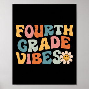 Grade Vibes - 4th Grade Team Retro 1st Day Of Scho Poster