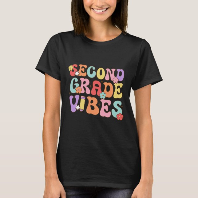 Grade Vibes Back To School Retro 2nd Grade Teacher T-Shirt (Front)