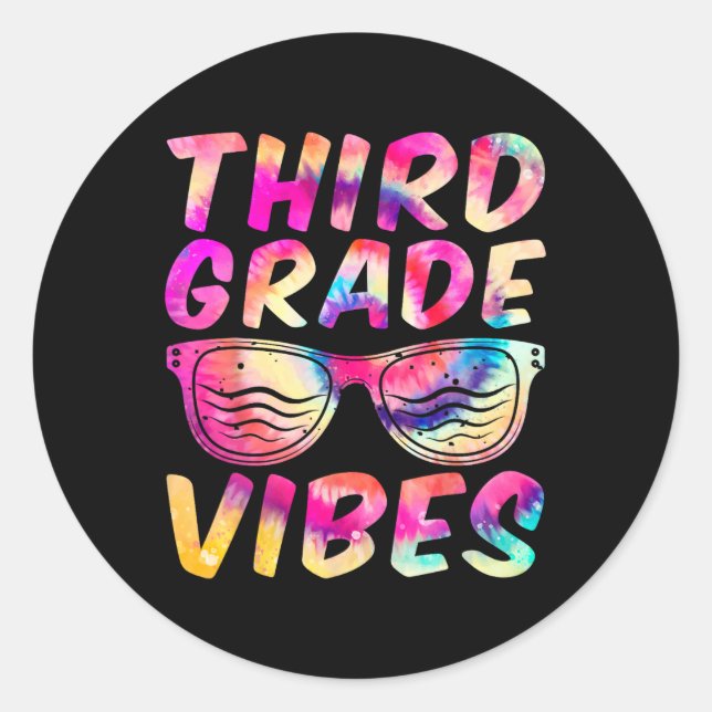 Grade Vibes First Day Of 3rd Grade Kids Back To Sc Classic Round Sticker (Front)