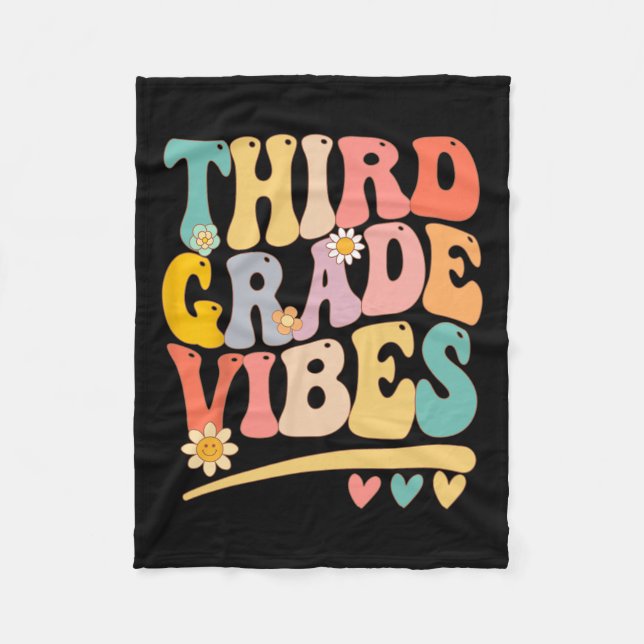 Grade Vibes For Girls Boys 3rd Grade Teacher  Fleece Blanket (Front)