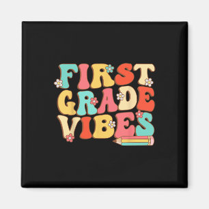 Grade Vibes Retro Groovy - 1st Grade Back To Schoo Magnet