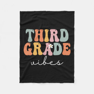 Grade Vibes Retro Groovy Vintage First Day Of Scho Fleece Blanket