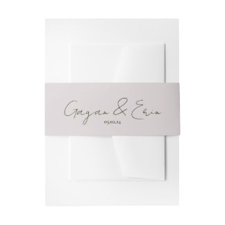 graden love story cursive wedding  invitation belly band