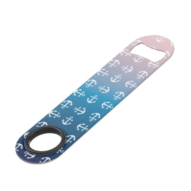 Gradient aqua red | white anchor bar key (Front Angled)