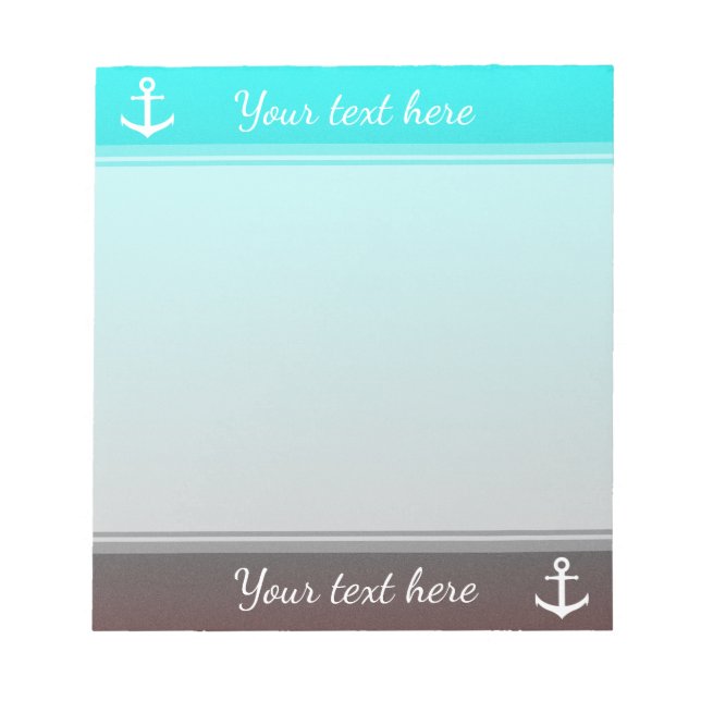 Gradient aqua red | white anchor notepad (Front)