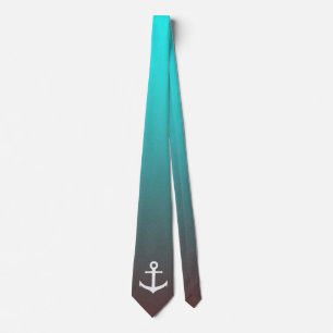 Gradient aqua red   white anchor tie