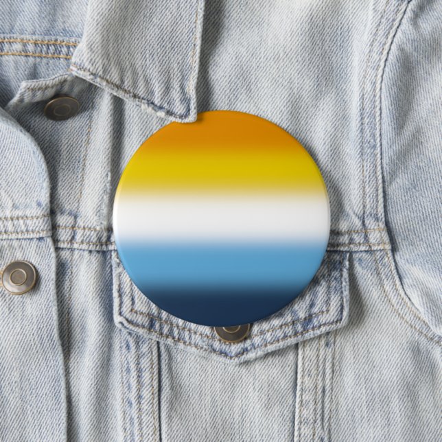 Gradient AroAce Pride Flag – Colourful AroAce Flag 4 Inch Round Button (In Situ)