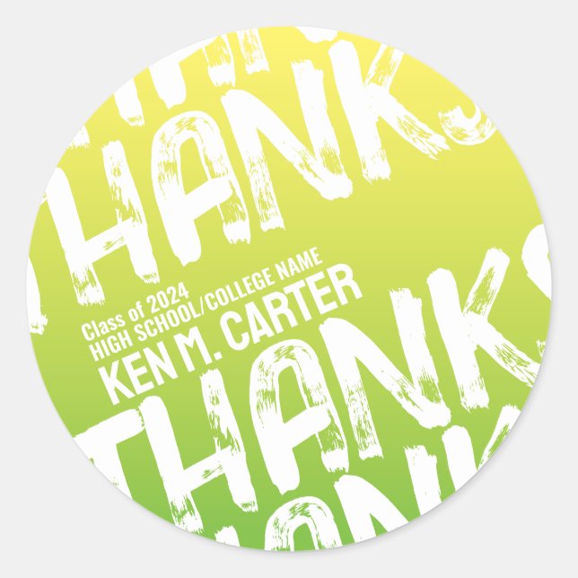 Gradient Background Stylish Thanks message  Classic Round Sticker (Front)
