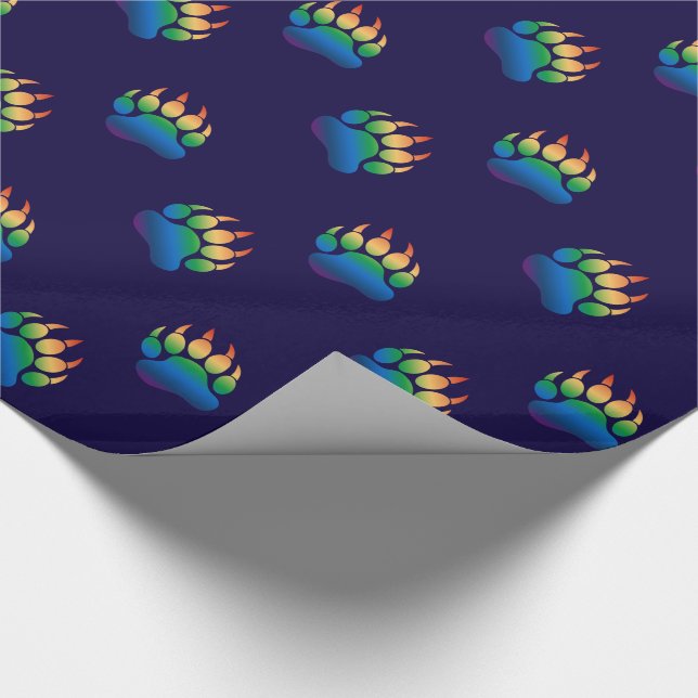 Gradient Bear Paw Rainbow Flag Wrapping Paper (Corner)