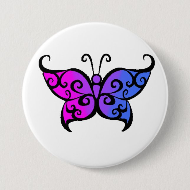 Gradient Bisexual Butterfly 3 Inch Round Button (Front)