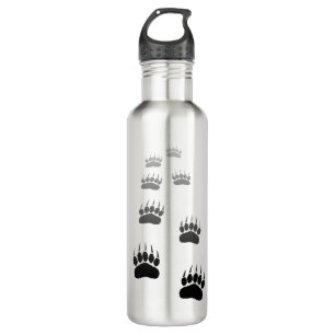 Gradient Black Bear Paw Print 710 Ml Water Bottle