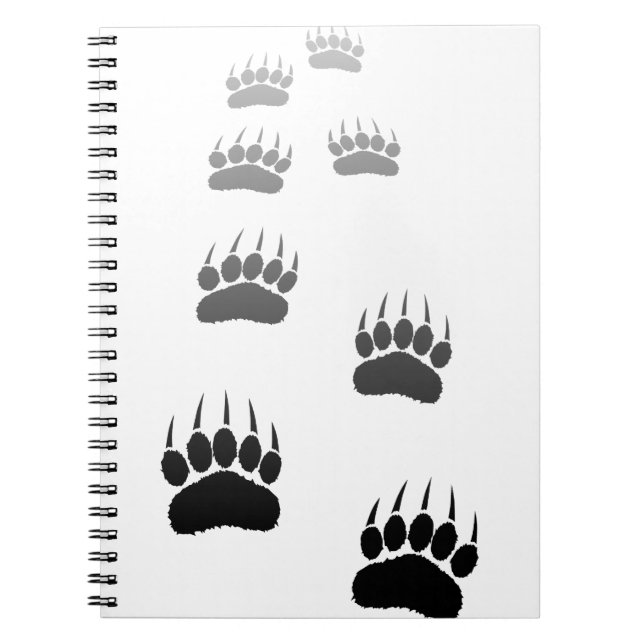 Gradient Black Bear Paw Print Notebook (Front)