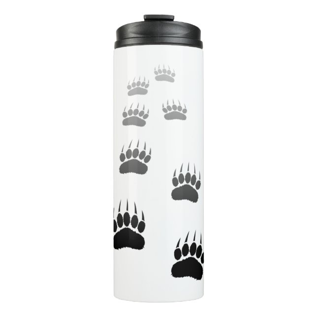 Gradient Black Bear Paw Print Thermal Tumbler (Front)